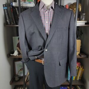 Stafford Essentials Men's Sport Coat‎ Blazer Two Button Ch Gray Poly Wool Sz 48R